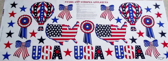 USA Hot Air Balloon Flags Appliques Fabric